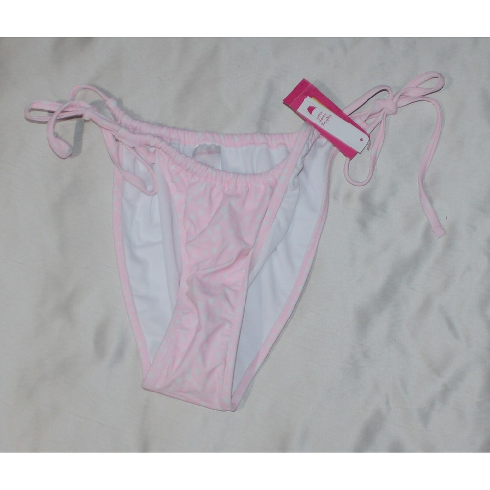Xhilaration Womens XL 12-14 Tie Side Strap Bikini Bottom pink polk-a-dot